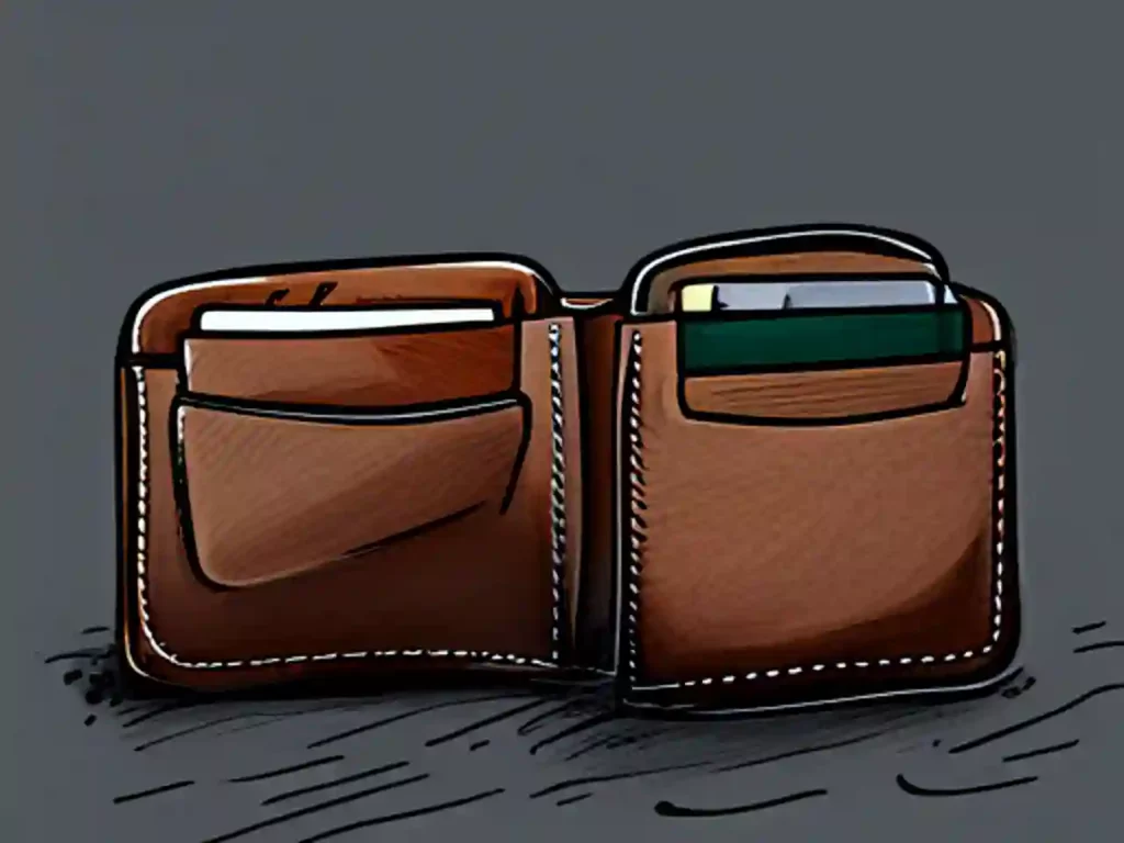 구글 페이를 통해 지갑이 아닌 전자지갑을 이제 들고 다닐 것임을 나타내는 의미의 지갑사진.